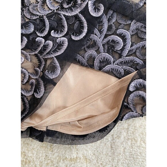 Sue Wong Nocturne Evening Dress Sz 4 Sheer Nude Black Gray Floral Lace Beaded - Picture 6 of 9